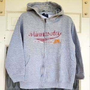 Minnesota Golden Gophers Hooded Sweatshirt U of M Zip Up Hoodie Medium 10-12 Kid